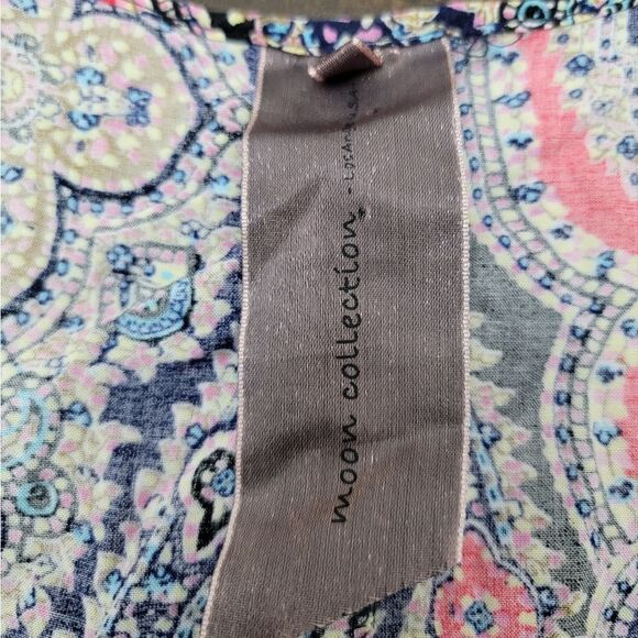 Moon Collection Boho Open-Front Cardigan Fringe Short Sleeve Crotchet Hem Size L - Picture 6 of 9